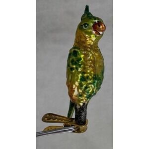 Polish Glass Ornament Green Parakeet Hand Painted Made in Poland Radko Inspired